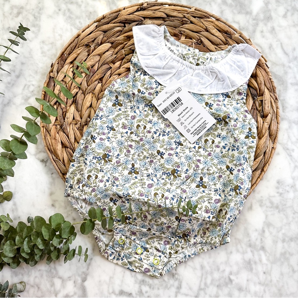 Boutique Blue Floral Baby Bodysuit